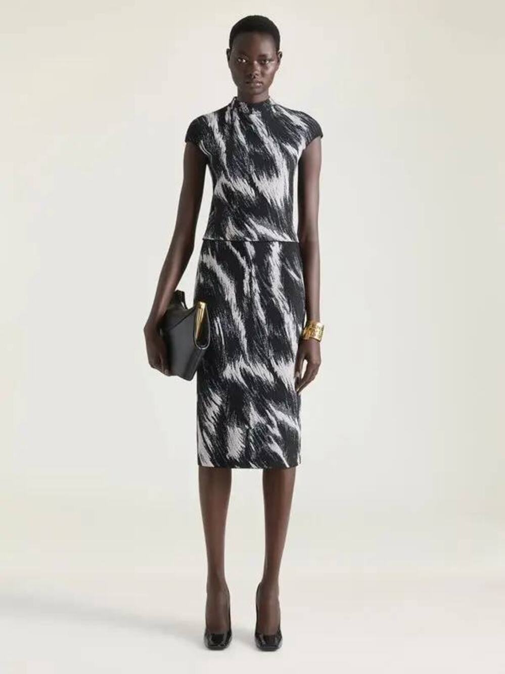 Givenchy Pencil Midi SKIRT in Grey Mix Jacquard S